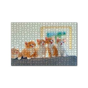 Cakapuzzle Koltukta Sarı Beyaz Yavru Kediler 120 Parça Ahşap Puzzle