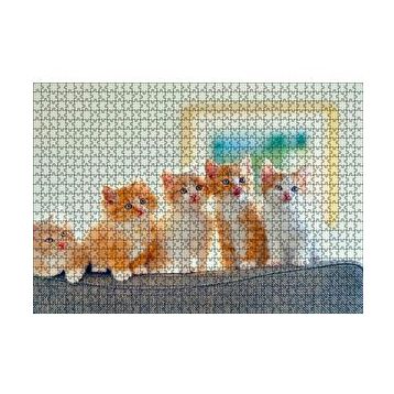 Cakapuzzle Koltukta Sarı Beyaz Yavru Kediler 120 Parça Ahşap Puzzle