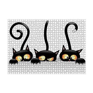 Cakapuzzle Komik Üç Kedi Görseli 120 Parça Puzzle