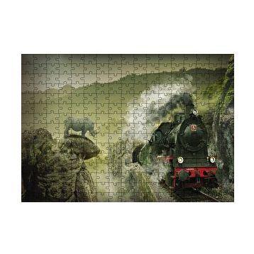 Cakapuzzle Kömürlü Tiren Doğa Gergedan 120 Parça Ahşap Puzzle