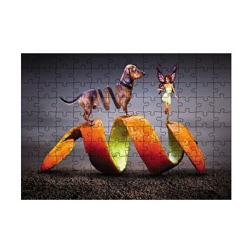 Cakapuzzle Köpek Sarmal Melek Kadın Fantastik 120 Parça Puzzle