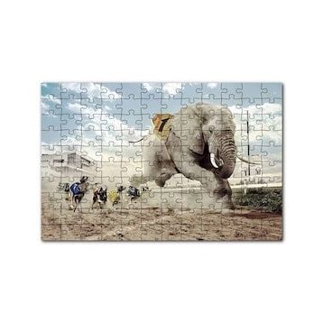 Cakapuzzle Köpek Yarışına Katılan Fil İllüstrasyon 120 Parça Ahşap Puzzle