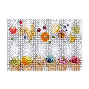 Cakapuzzle Kornetlerde Mevveli Dondurmalar Beyaz Zemin 120 Parça Ahşap Puzzle