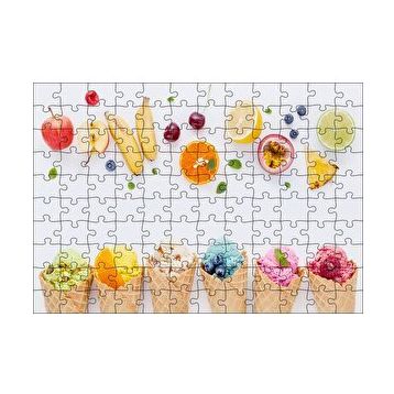 Cakapuzzle Kornetlerde Mevveli Dondurmalar Beyaz Zemin 120 Parça Ahşap Puzzle