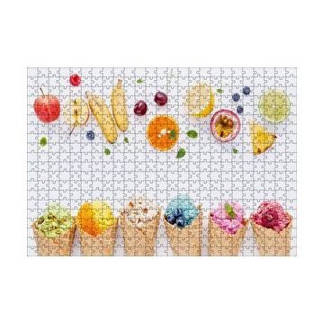 Cakapuzzle Kornetlerde Mevveli Dondurmalar Beyaz Zemin 120 Parça Ahşap Puzzle
