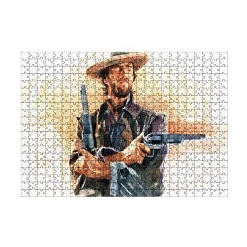 Cakapuzzle Kovboy Clint Eastwood Sanat Görsel 120 Parça Ahşap Puzzle