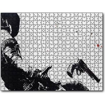 Cakapuzzle Kovboy Düşerken Yakın Detay Siyah Beyaz 255 Parça Puzzle