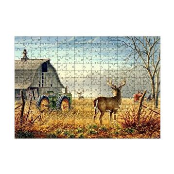 Cakapuzzle Köy Evi Traktör ve Geyikler 120 Parça Ahşap Puzzle