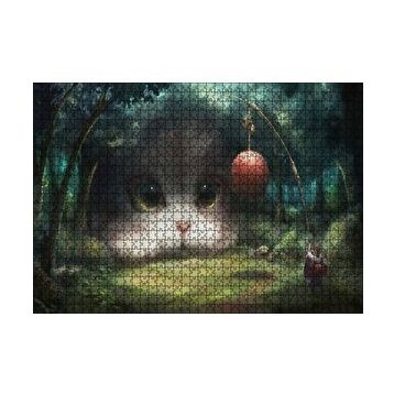 Cakapuzzle Koyu Orman ve Sevimli Dev Kedicik 120 Parça Puzzle