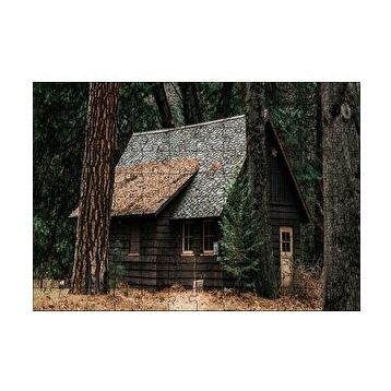 Cakapuzzle Koyu Ormandaki Ahşap Ev ve Dev Ağaçlar 120 Parça Puzzle