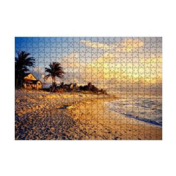 Cakapuzzle Kübada Bir Kumsal ve Günbatımı 120 Parça Ahşap Puzzle
