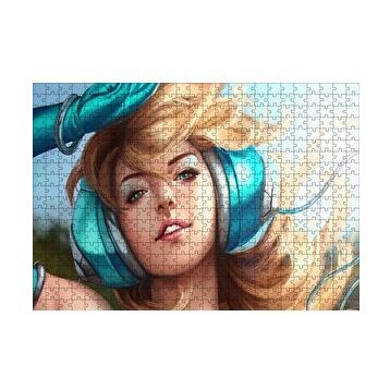 Cakapuzzle Kulaklıklı Sarışın Kadın Illüstrasyon 255 Parça Puzzle