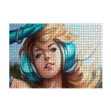 Cakapuzzle Kulaklıklı Sarışın Kadın Illüstrasyon 255 Parça Puzzle