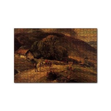 Cakapuzzle Kulübe Ağaçlar Dağlar ve At Arabası 255 Parça Puzzle
