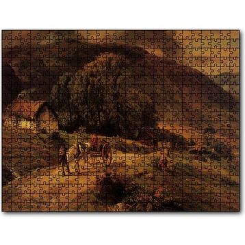 Cakapuzzle Kulübe Ağaçlar Dağlar ve At Arabası 255 Parça Puzzle