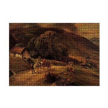 Cakapuzzle Kulübe Ağaçlar Dağlar ve At Arabası 255 Parça Puzzle