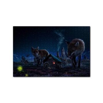 Cakapuzzle Kulübe ve Etrafında Dev Tilkiler 255 Parça Puzzle