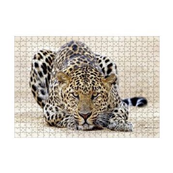 Cakapuzzle Kumların Üzerinde Pusudaki Leopar 120 Parça Ahşap Puzzle