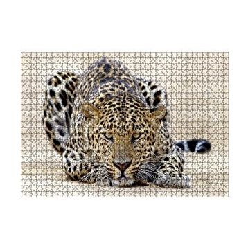 Cakapuzzle Kumların Üzerinde Pusudaki Leopar 120 Parça Ahşap Puzzle