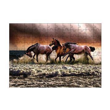 Cakapuzzle Kumsaldaki Atlar 120 Parça Ahşap Puzzle