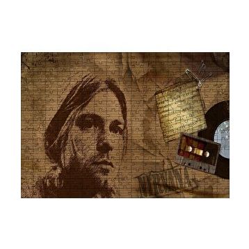 Cakapuzzle Kurt Cobain ve Şarkı Sözleri 120 Parça Ahşap Puzzle