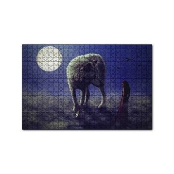Cakapuzzle Kurt Kadın Gecede Dolun Ay 120 Parça Ahşap Puzzle