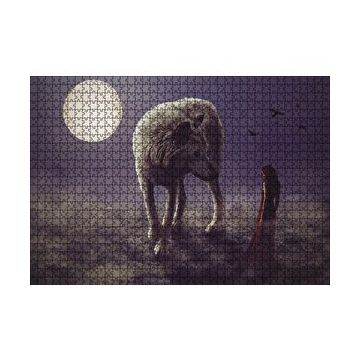 Cakapuzzle Kurt Kadın Gecede Dolun Ay 120 Parça Ahşap Puzzle