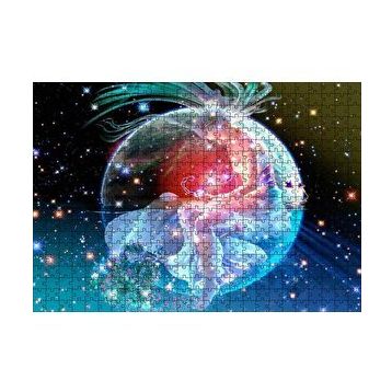 Cakapuzzle Kuşağında Oturan Kız ve Yıldızlar 120 Parça Ahşap Puzzle