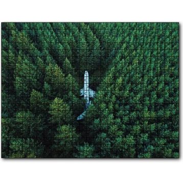 Cakapuzzle Kuşbakışı Ormanın Ortasındaki Uçak 255 Parça Puzzle