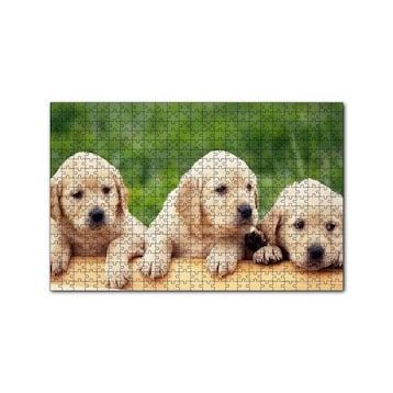 Cakapuzzle Kütüğün Üzerinde Üç Sevimli Labrador 120 Parça Ahşap Puzzle