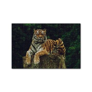 Cakapuzzle Kütüğün Üzerindeki Bengal Kaplanı 120 Parça Ahşap Puzzle