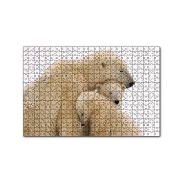 Cakapuzzle Kutup Ayısı ve Sevimli Yavruları Kar Arkaplan 120 Parça Ahşap Puzzle