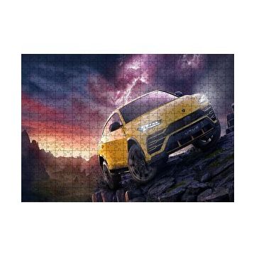 Cakapuzzle Lamborghini Urus Mor Gökler ve Şimşekler 120 Parça Ahşap Puzzle