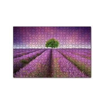 Cakapuzzle Lavanta Tarlası ve Yeşil Yalnız Ağaç 120 Parça Ahşap Puzzle