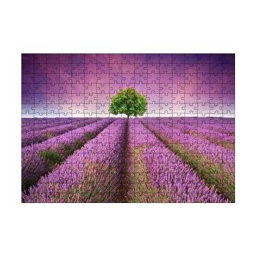Cakapuzzle Lavanta Tarlası ve Yeşil Yalnız Ağaç 120 Parça Ahşap Puzzle