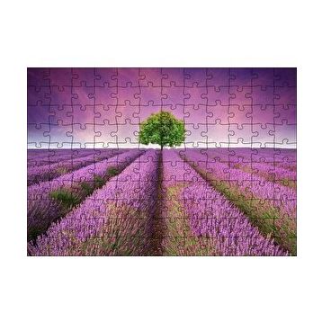 Cakapuzzle Lavanta Tarlası ve Yeşil Yalnız Ağaç 120 Parça Ahşap Puzzle