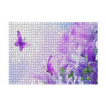 Cakapuzzle Lavantalar ve Mor Kelebekler 120 Parça Ahşap Puzzle