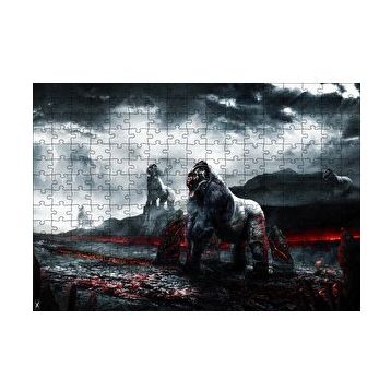 Cakapuzzle Lavlar ve Goril Savaşçılar İllüstrasyon 120 Parça Ahşap Puzzle