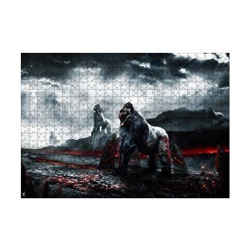 Cakapuzzle Lavlar ve Goril Savaşçılar İllüstrasyon 120 Parça Ahşap Puzzle