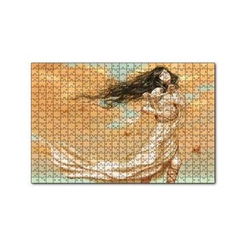 Cakapuzzle Lir Çalan Mistik Kız ve Kuşlar 120 Parça Ahşap Puzzle