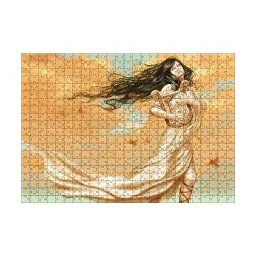 Cakapuzzle Lir Çalan Mistik Kız ve Kuşlar 120 Parça Ahşap Puzzle