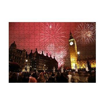 Cakapuzzle Londra Big Ben Yılbaşı Havai Fişekler 120 Parça Ahşap Puzzle