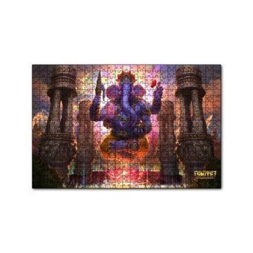 Cakapuzzle Lord Ganesha Hindu Tanrısı Mor 120 Parça Ahşap Puzzle