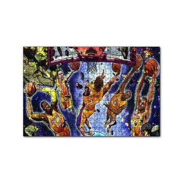 Cakapuzzle Los Angeles Lakers Beşli Smaç Potaaltı Çizim 120 Parça Ahşap Puzzle