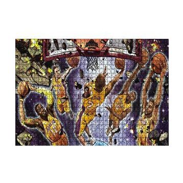 Cakapuzzle Los Angeles Lakers Beşli Smaç Potaaltı Çizim 120 Parça Ahşap Puzzle