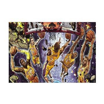 Cakapuzzle Los Angeles Lakers Beşli Smaç Potaaltı Çizim 120 Parça Ahşap Puzzle