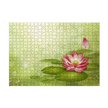 Cakapuzzle Lotus Çiçeği Ve Yeşil Zemin 120 Parça Ahşap Puzzle
