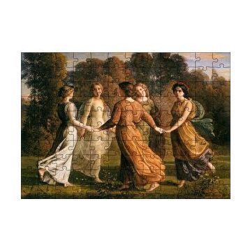 Cakapuzzle Louis Janmot Bahçede Çember Halindeki Genç Kızlar 120 Parça Ahşap Puzzle