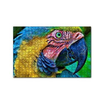 Cakapuzzle Macaw Papağanı Rengarenk Başı Yakın Plan 120 Parça Ahşap Puzzle