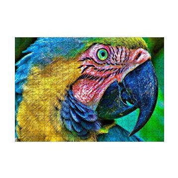 Cakapuzzle Macaw Papağanı Rengarenk Başı Yakın Plan 120 Parça Ahşap Puzzle
